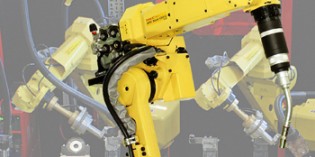 Robot for small or densely populated weld cells