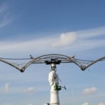 A measuring robot outdoors