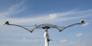 A measuring robot outdoors