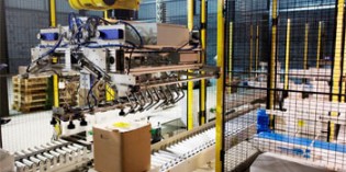Robot arm handles bags, boxes crates and trays