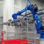 Yaskawa robot talks with Siemens PLC in food logistics